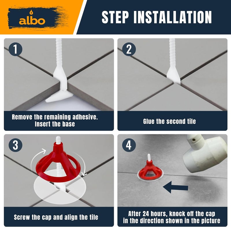 ALBO Tile Leveling System Protection Plates - 100 PCS - Clear Scratch - Resistant Shields for Professional Floor & Wall Installation Compatible with Self-Leveling Spacer Kits, Fits All Tile Sizes - Image 4